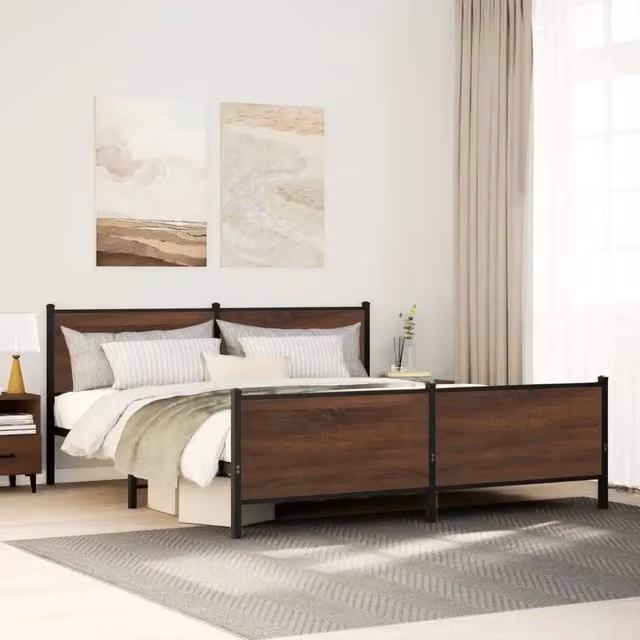 Giroletto vidaXL in metallo color rovere marrone con doghe fisse, L/P: 200 x 200 cm