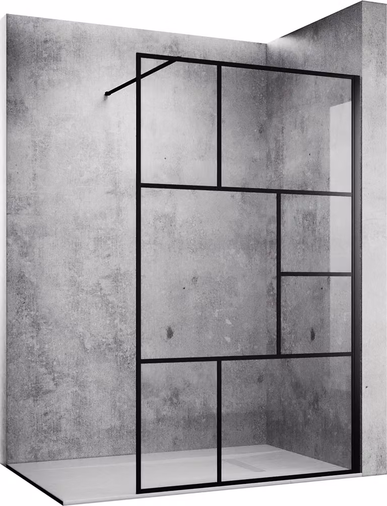SONNI Cabina doccia Walk In Shower 100x200 cm Divisorio doccia Vetro trasparente 8 mm con nano rivestimento Schermo doccia con stabilizzatore Nero
