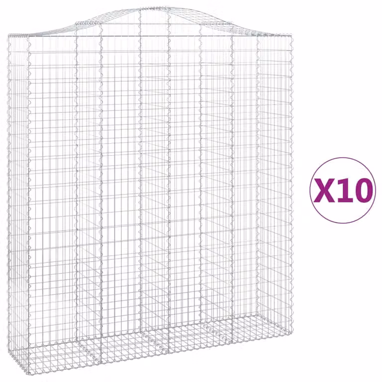 Cesti Gabbioni ad Arco 10 pz 200x50x220/240 cm Ferro Zincato