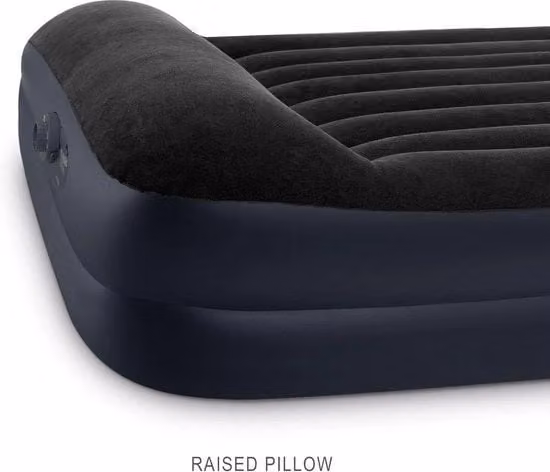 Letto Gonfiabile Intex per 2 Adulti con Pompa Integrata, Grigio e Nero, L/P/H: 152 x 203 x 42 cm