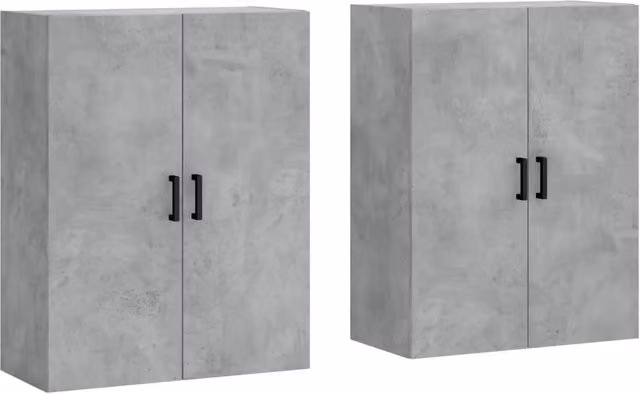 Armadietto a Muro | Mobili a Parete 2 pz Grigio Cemento 69,5x34x90 cm