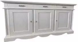 Credenza madia Alberta KIVIO in legno bianco opaco con 3 ante e 3 cassetti