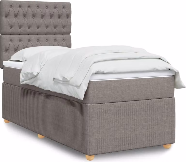 Maison Exclusive - Giroletto a Molle con Materasso Tortora 90x190 cm in Tessuto