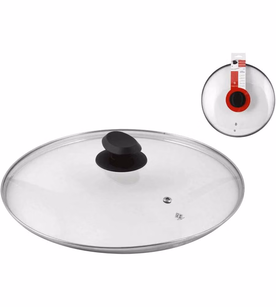 Home Coperchio vetro 22 cm rotondo trasparente acciaio inox lavabile