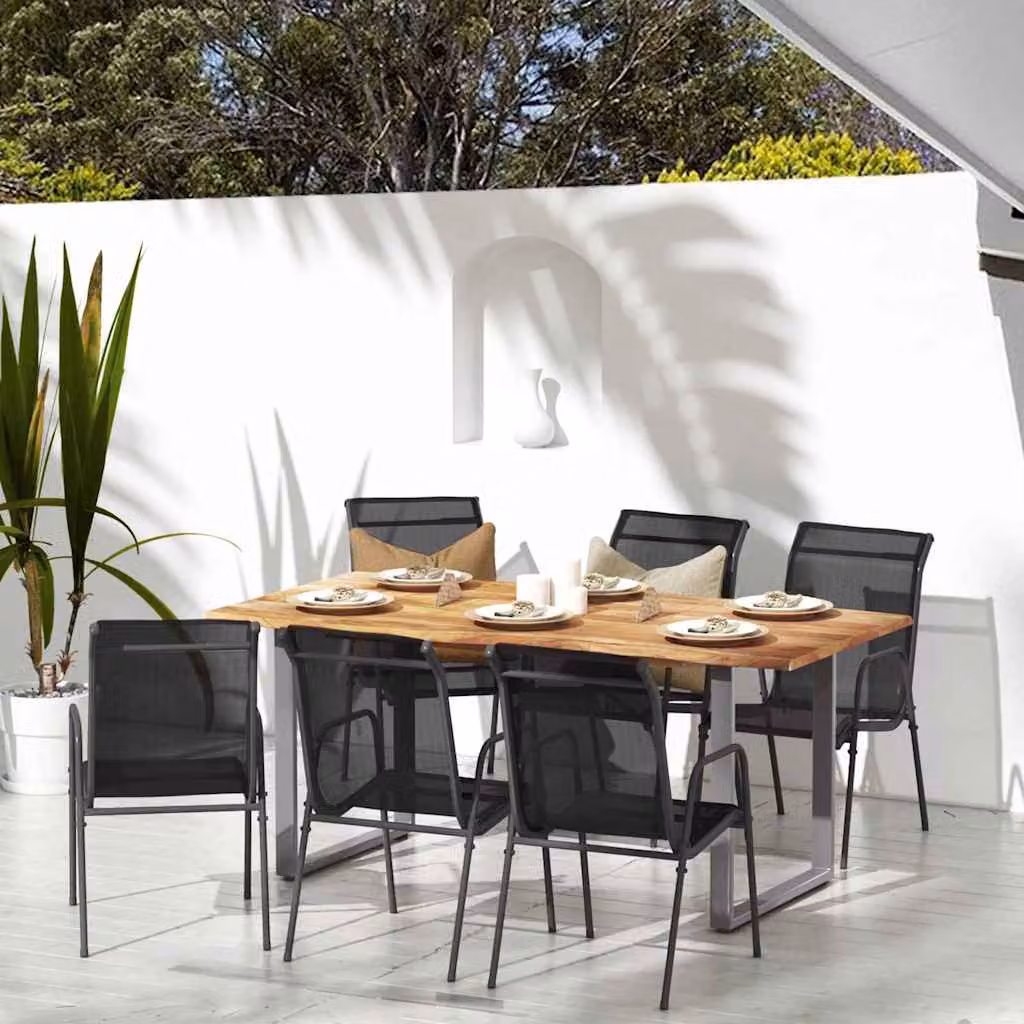 Set di 6 sedie da giardino vidaXL in acciaio verniciato e textilene nere con braccioli