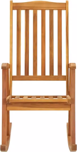 Sedia a Dondolo da Esterno in Legno Massello di Acacia Marrone con Braccioli – 1