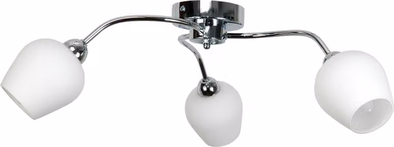 Lampada da soffitto cromata con paralume in vetro bianco GLEN 7-292