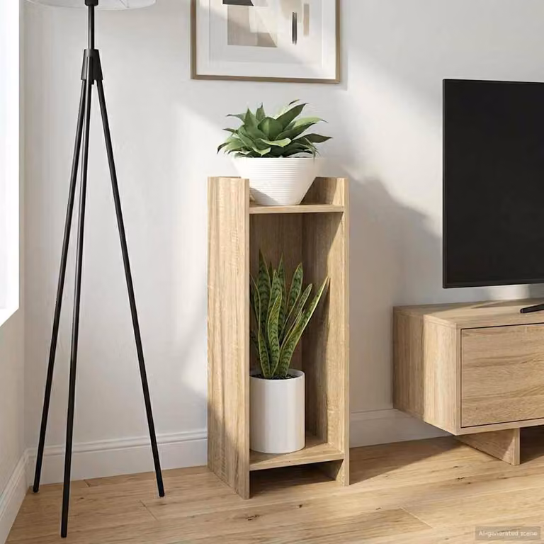vidaXL Supporto per piante moderno in legno marrone L/P/H: 30 x 30 x 80 cm