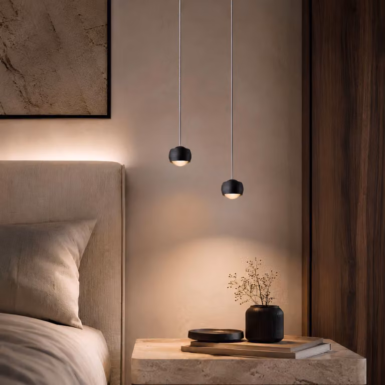 s.luce Beam LED lampada a sospensione Ø 8cm lampada a sospensione lampada da tavolo nero rotondo