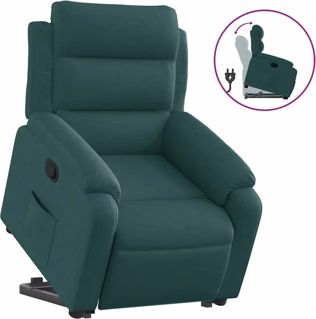 Poltrona | Sedia Relax Alzapersona Reclinabile Verde Scuro in Tessuto