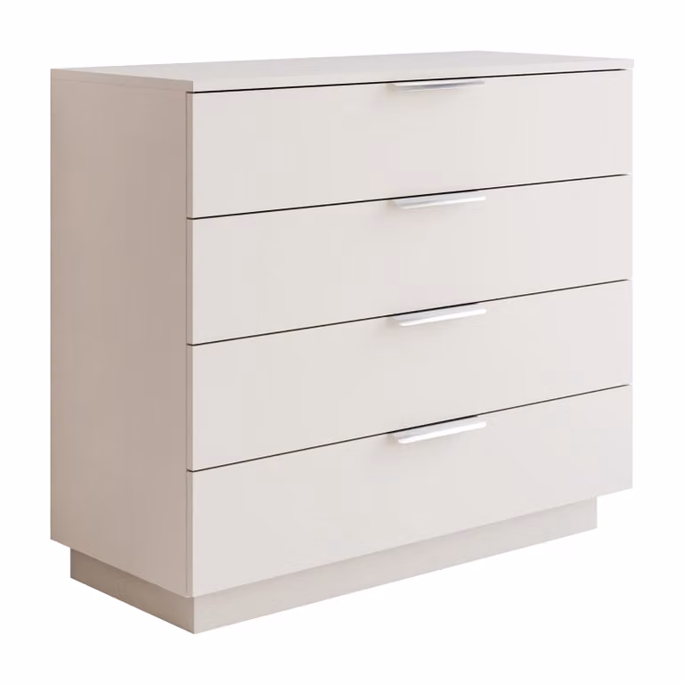 Cassettiera LINA KASZMIR 1D4S su zoccolo con illuminazione LED maniglie argento, larghezza 95 cm