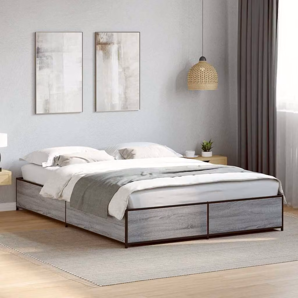 Giroletto vidaXL Grigio Sonoma in Legno Multistrato e Metallo, L/P: 150 x 200 cm