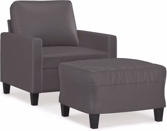 Poltrona | Sedia Relax con Poggiapiedi Grigio 60 cm in Similpelle