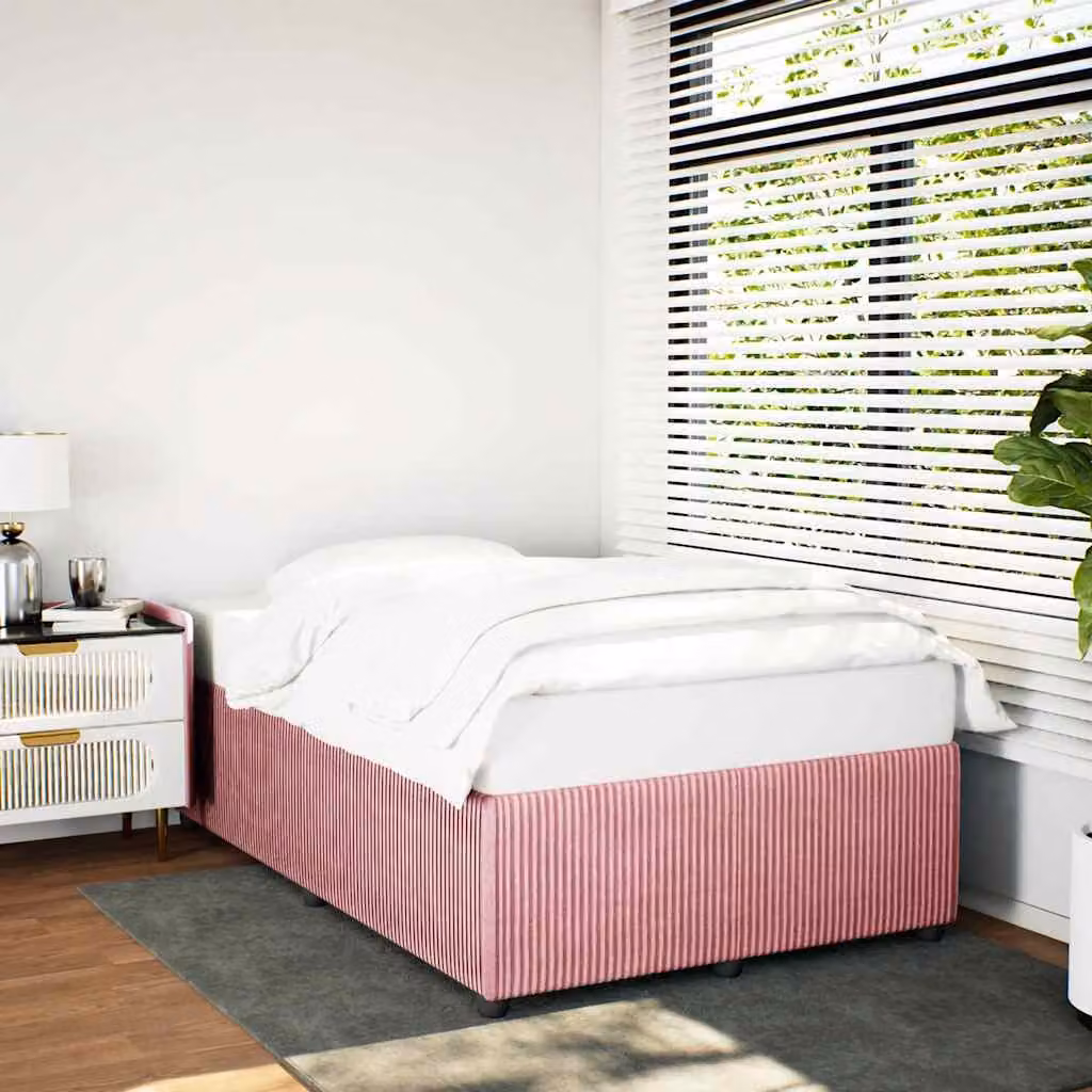 vidaXL Giroletto in Velluto Rosa con Struttura in Legno di Pino L 120 x P 200 cm – 1