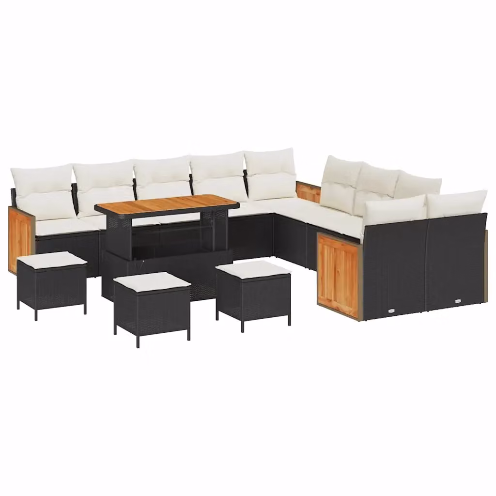 Set Divano da Giardino Moderno vidaXL con 18 Posti, Colore Nero e Beige, Struttura in Acciaio e Tessuto con Cuscini Inclusi – 2