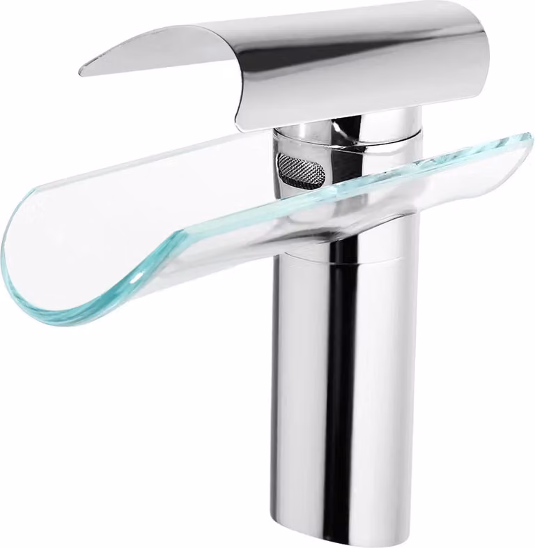 Rubinetto a cascata, design elegante, facile installazione, grigio chiaro