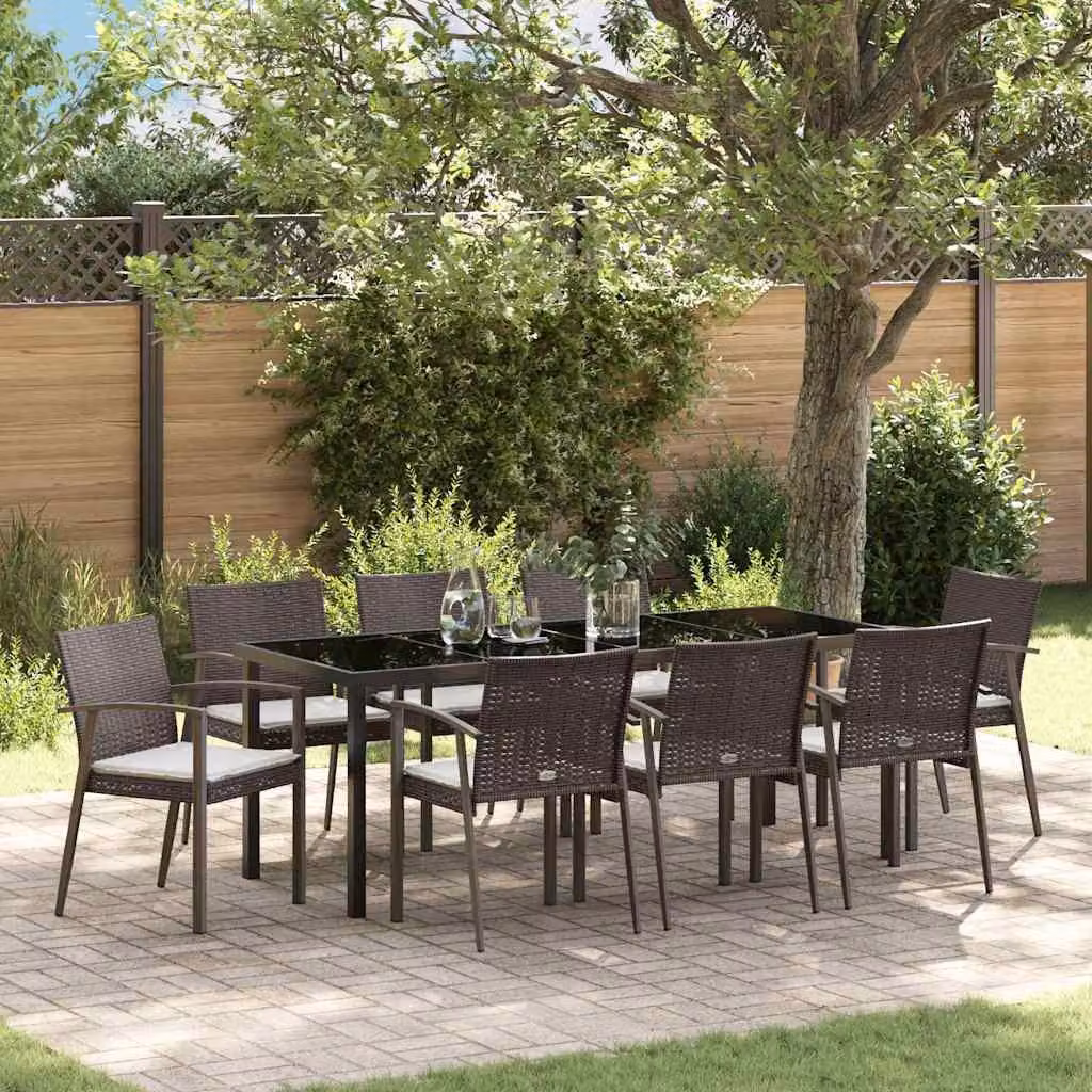 Maison Exclusive - Set da giardino per esterni, 9 pezzi, rattan in polietilene marrone e nero