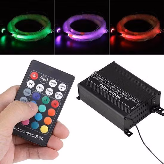 Set di illuminazione LED RGB a fibre ottiche con controllo remoto - 150 fibre ottiche - 16 W