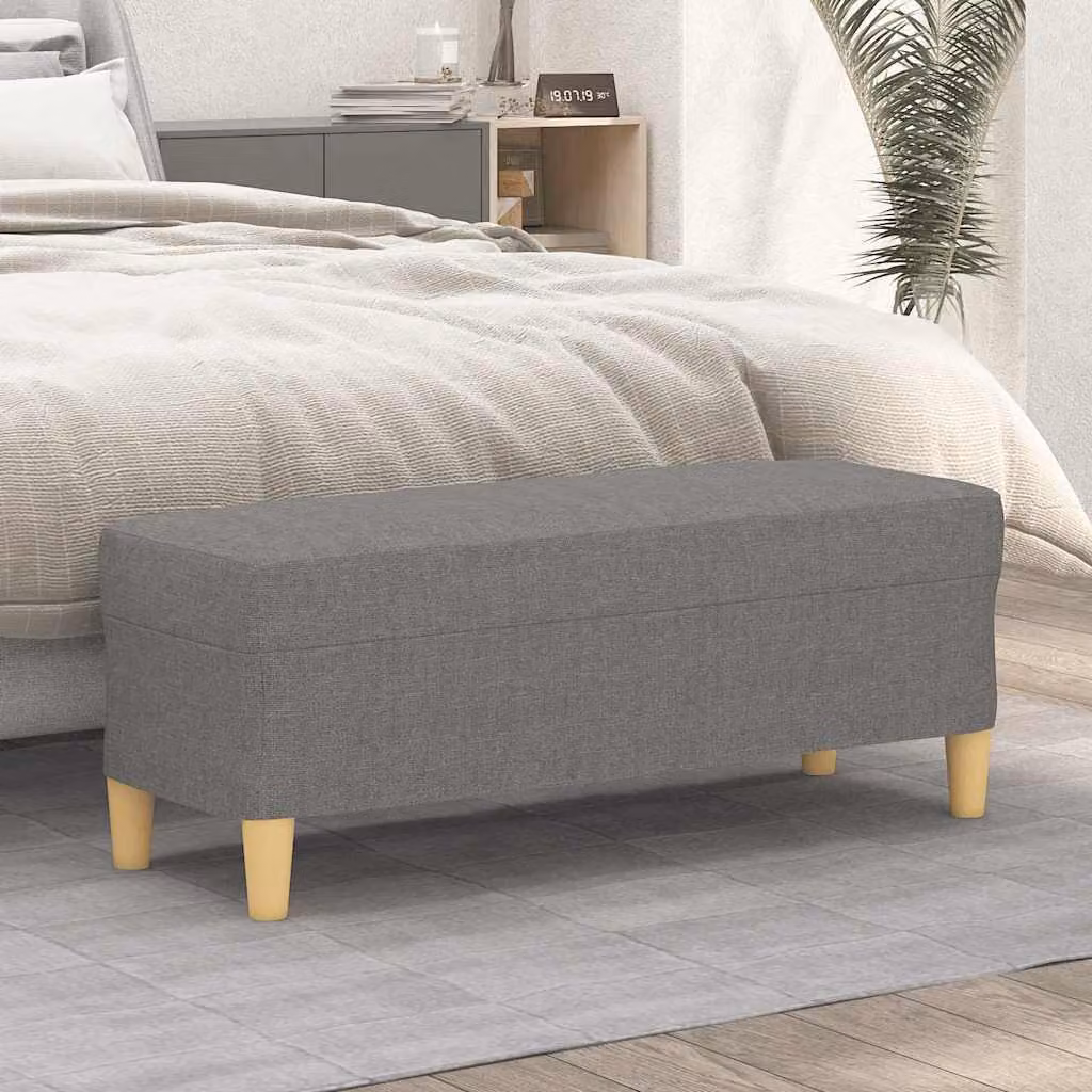 Panca vidaXL in tessuto grigio scuro con struttura in legno, L 100 x P 35 x H 41 cm
