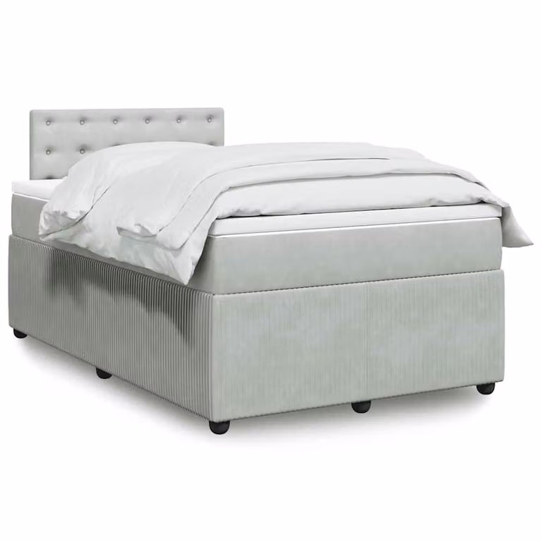 vidaXL Giroletto a Molle con Materasso Ibrido in Velluto Grigio Chiaro L: 120 cm, P: 200 cm