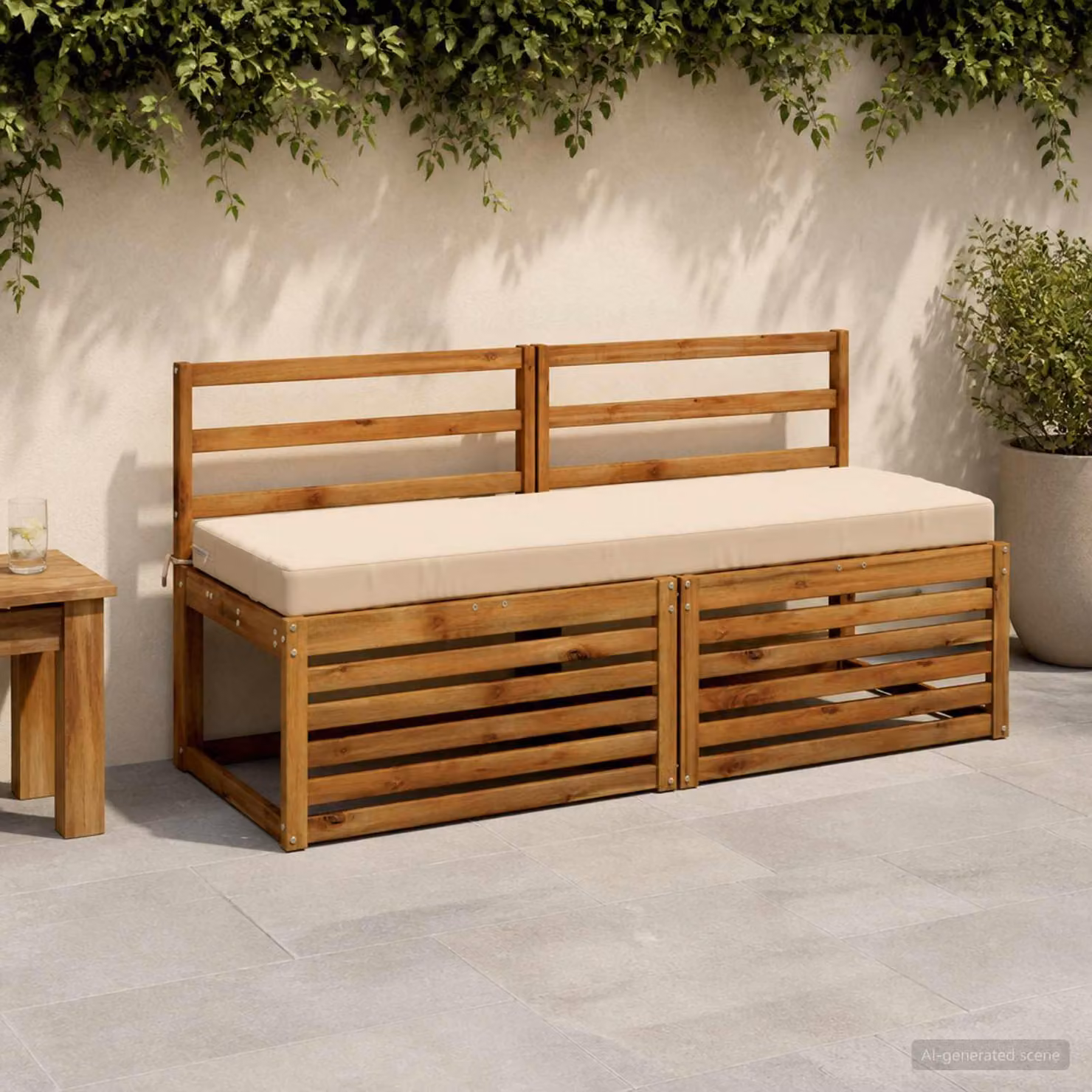 Cuscino per panchina vidaXL SOEST in poliestere beige con rivestimento rimovibile e resistente ai raggi UV