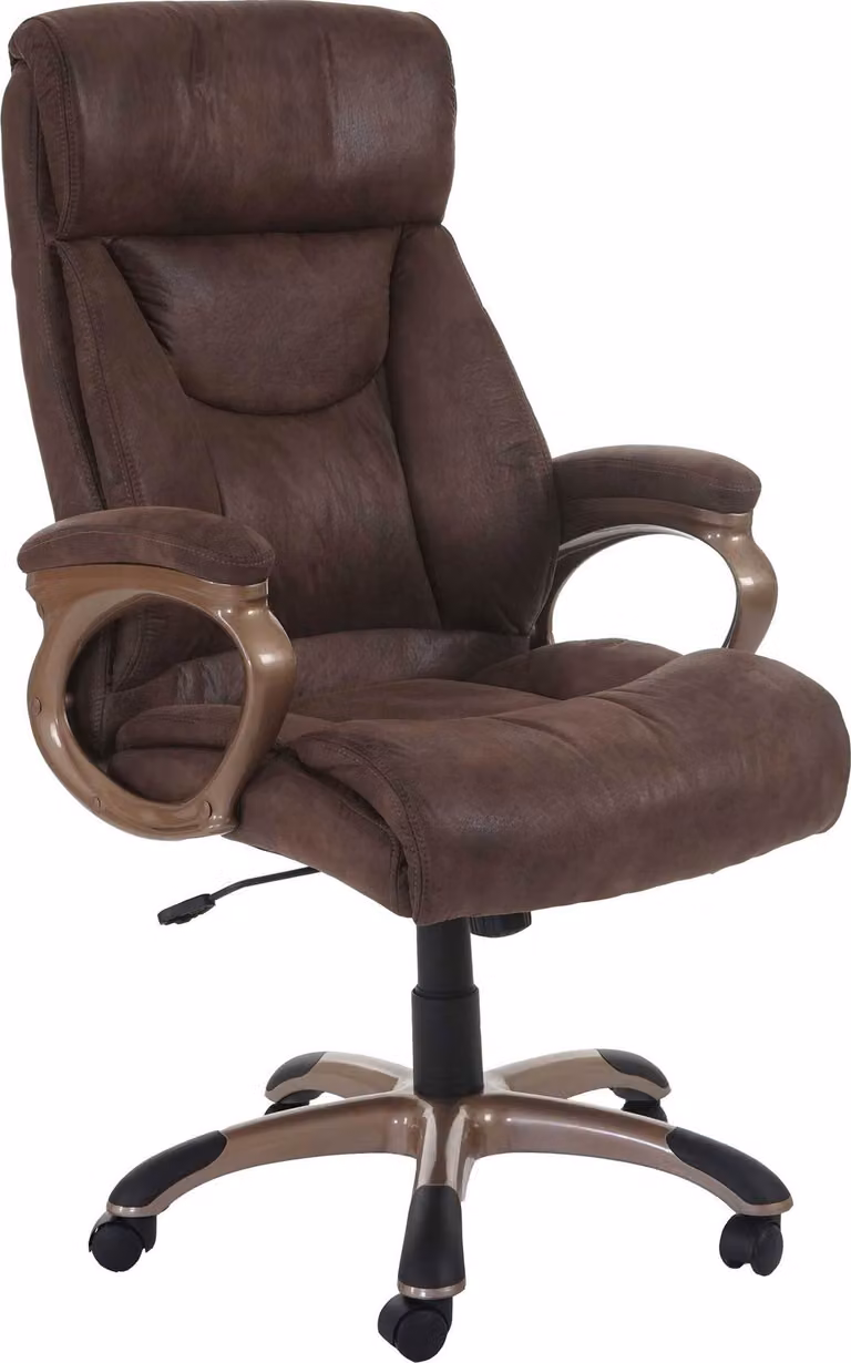 Sedia da ufficio Denver, sedia da scrivania girevole, poltrona direzionale, certificata MVG ~ effetto pelle scamosciata, color taupe-marrone