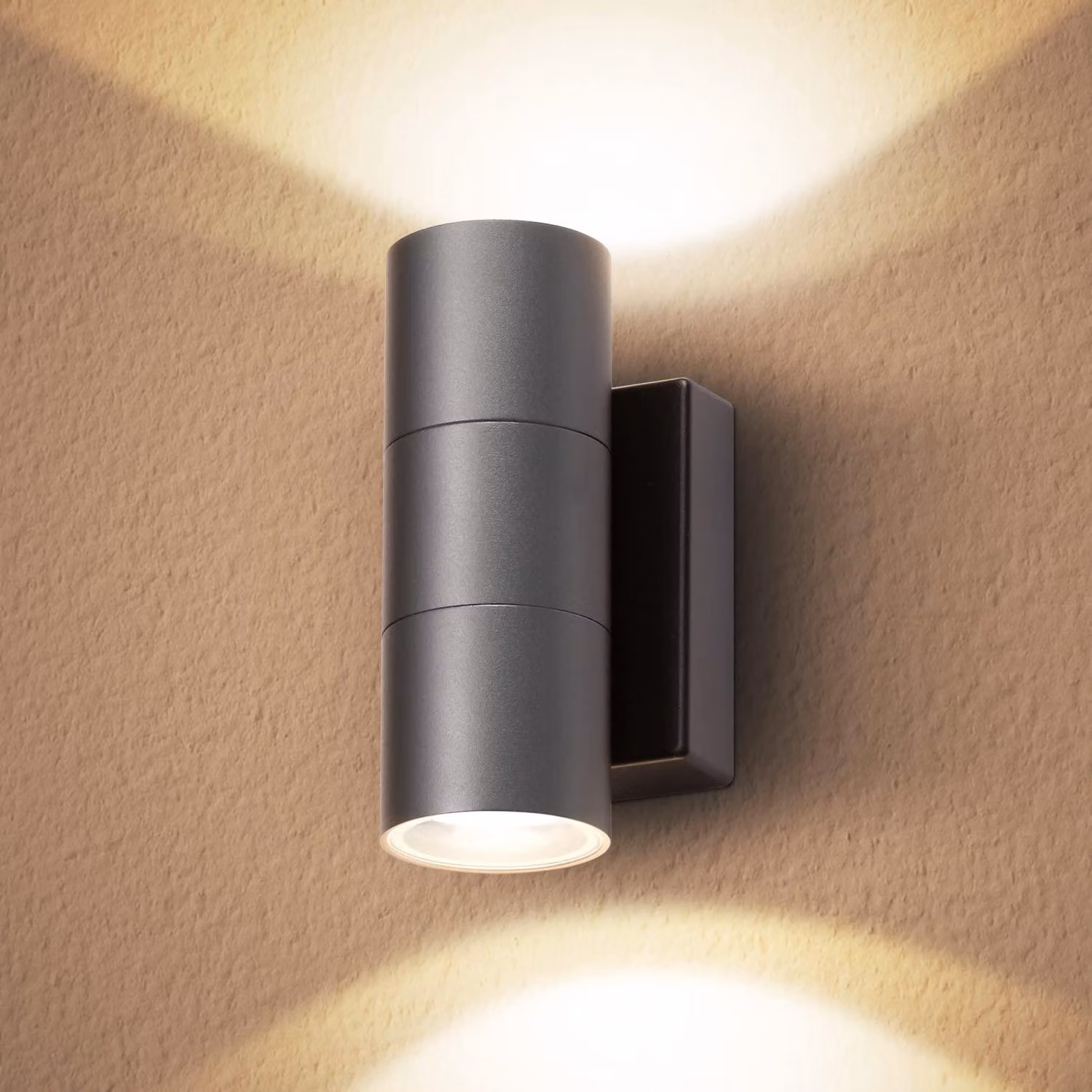 Lampada da parete esterna a LED, grado di protezione IP65, alluminio, design up-down, attacco GU10, 10W, 600 lumen, colore grigio
