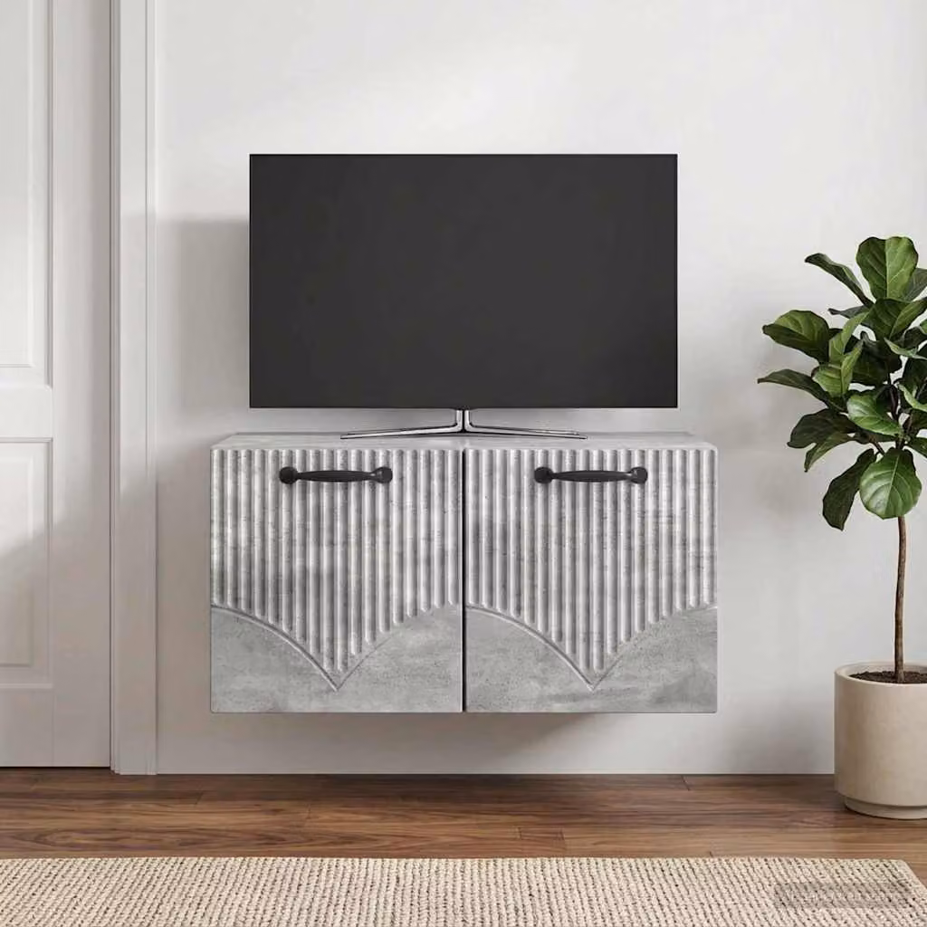 Mobile Porta TV da Muro Moderno vidaXL Grigio Cemento, L: 59,5 cm, P: 41 cm, H: 30 cm