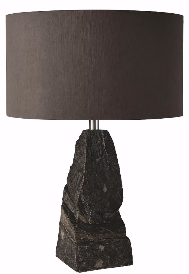 Casa Padrino lampada da tavolo in pietra naturale nero / argento h. 56 cm - Lampada da tavolo