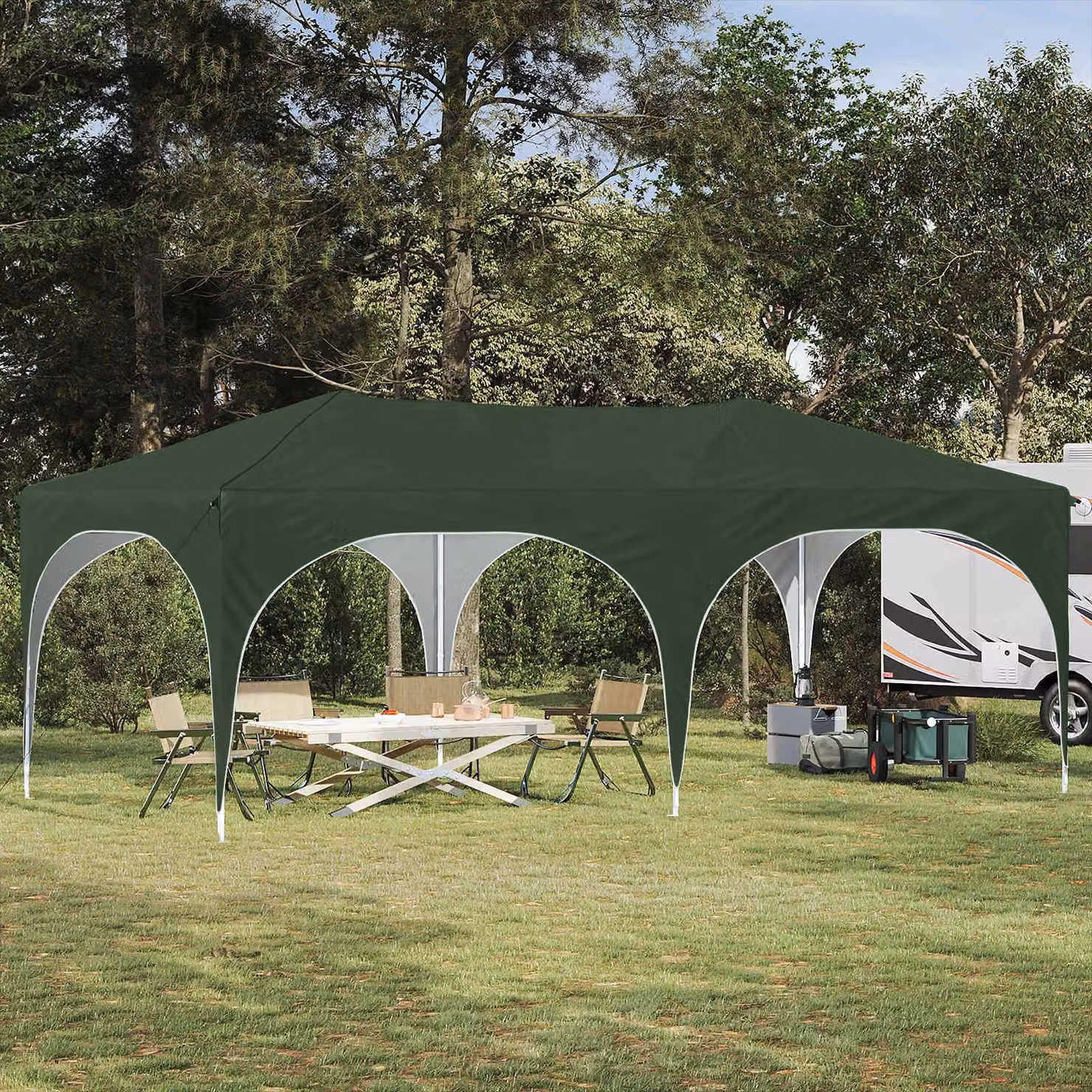 Maison Exclusive - Tenda pop-up per feste, dimensioni 575 x 288 x 245 cm, colore verde, realizzata in tessuto Oxford