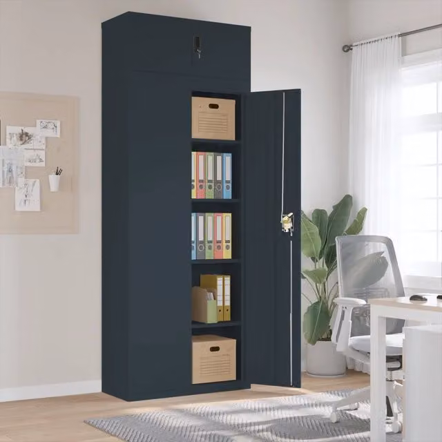 Armadio Classificatore vidaXL in Acciaio Antracite con Ripiani Regolabili e Serratura L/P/H: 90 x 40 x 240 cm