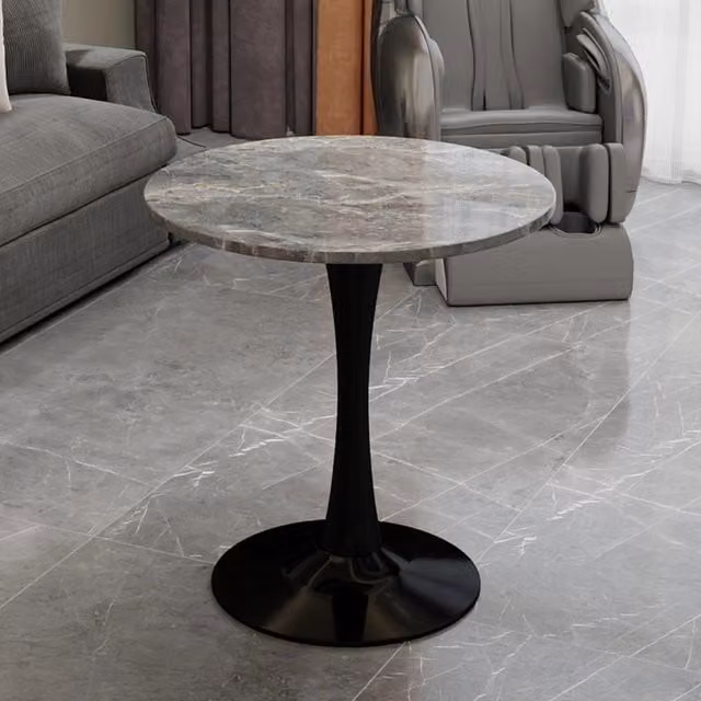 Tavolino da caffè rotondo MINIMAL in marmo grigio con diametro di 70 cm