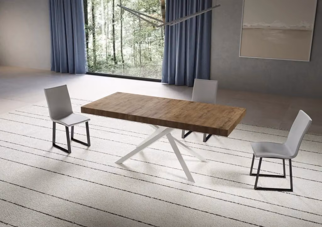 Tavolo Allungabile Moderno GIORDANOSHOP Rettangolare in MDF Laminato Marrone e Bianco L/P/H: 180-284 x 90 x 74 cm – 2