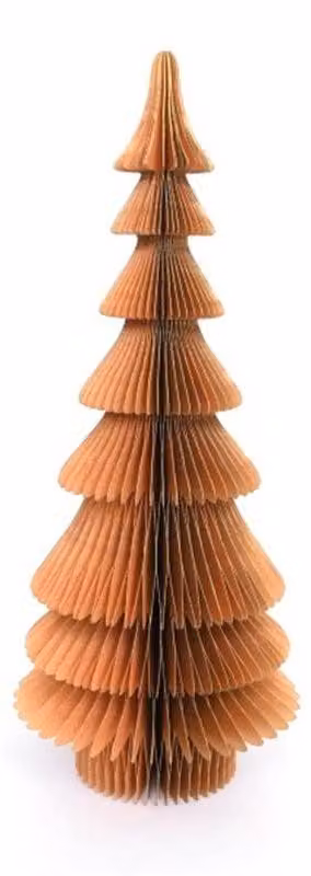 Albero di Natale in cartoncino alveolato, naturale, color oro, dimensioni 18,75 x 45 cm