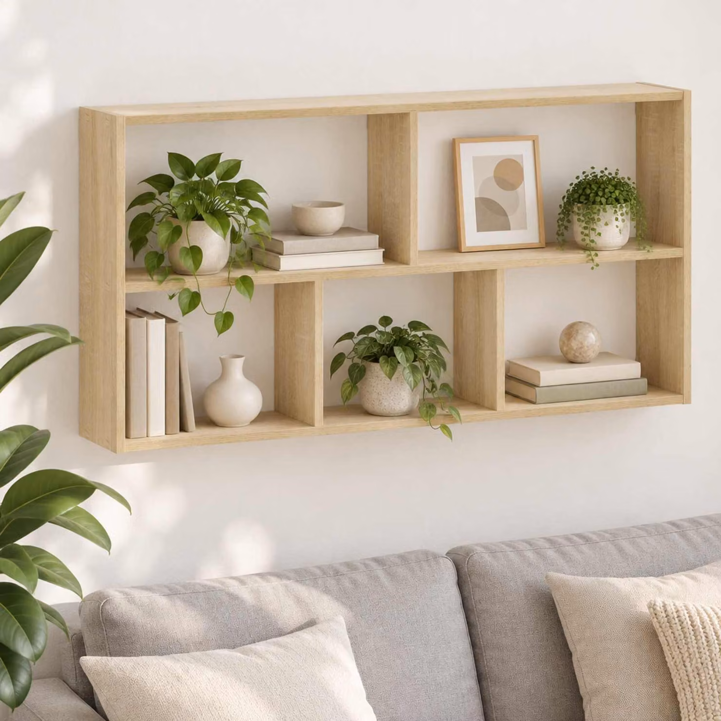 Scaffale da parete moderno vidaXL in Rovere Sonoma, L 102 x P 50 x H 17 cm