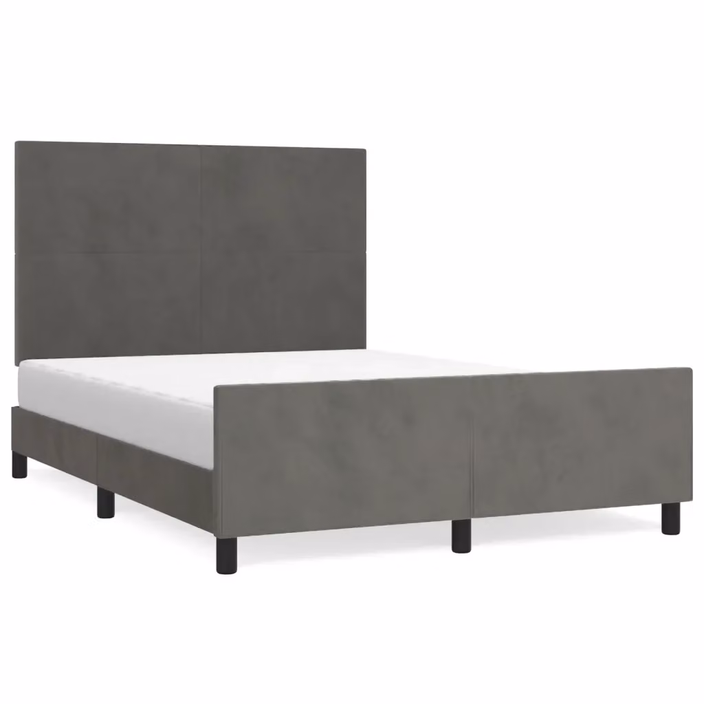 Giroletto vidaXL in velluto grigio con struttura in legno e doghe fisse L/P/H: 140 x 200 x 146 cm – 2