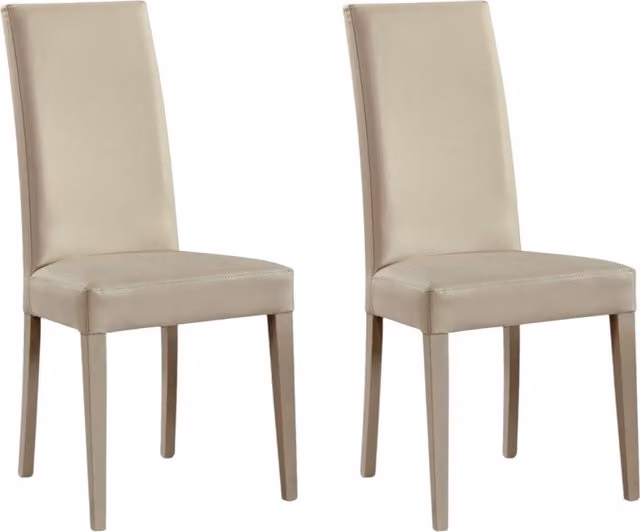 Set di 2 sedie moderne imbottite in ecopelle e legno color avorio Mobili 2G