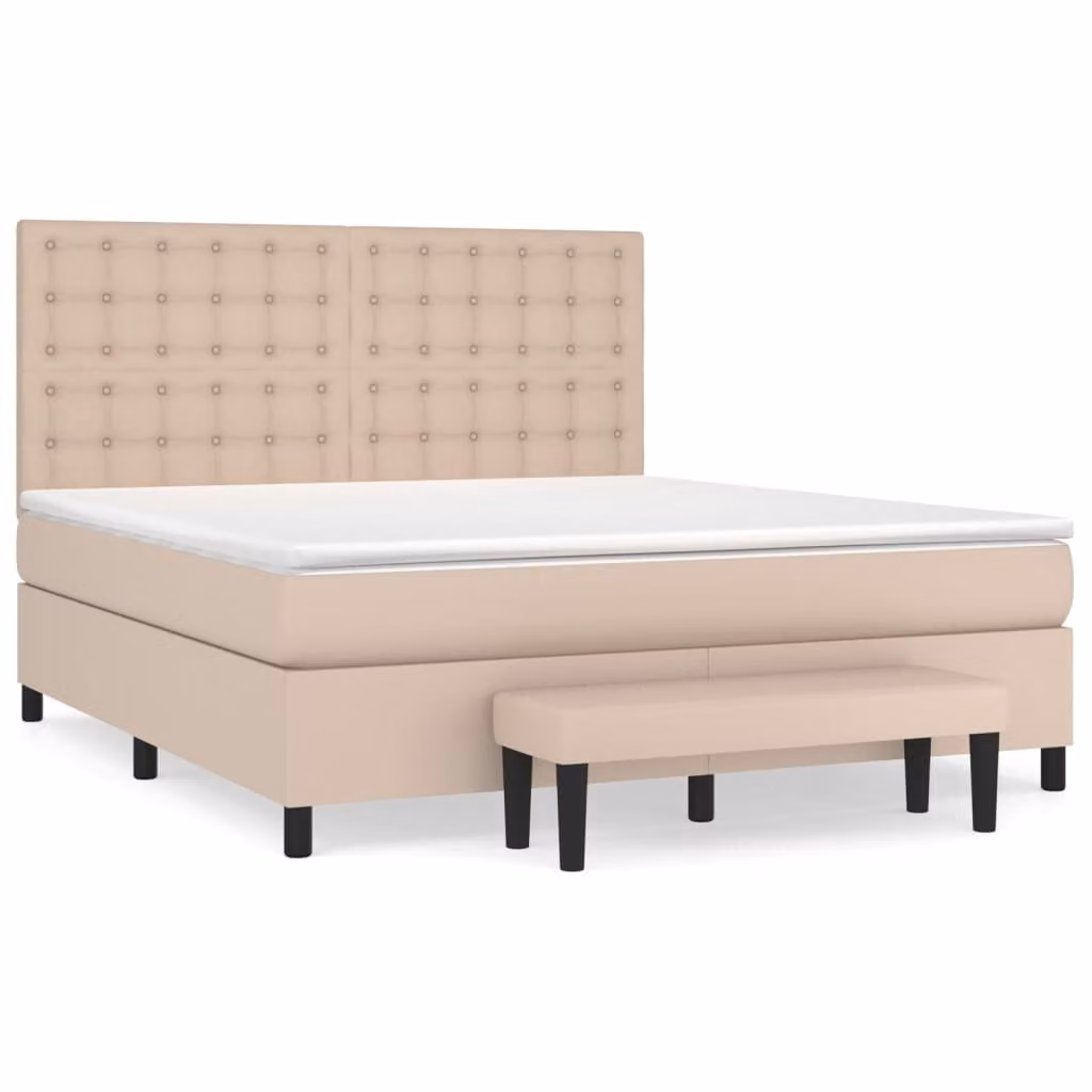 Materasso letto a molle cappuccino-marrone 180x200 cm in Pelle finta