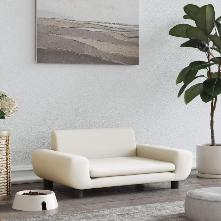 The Living Store Letto per cani Crema 70x45x33 cm in velluto