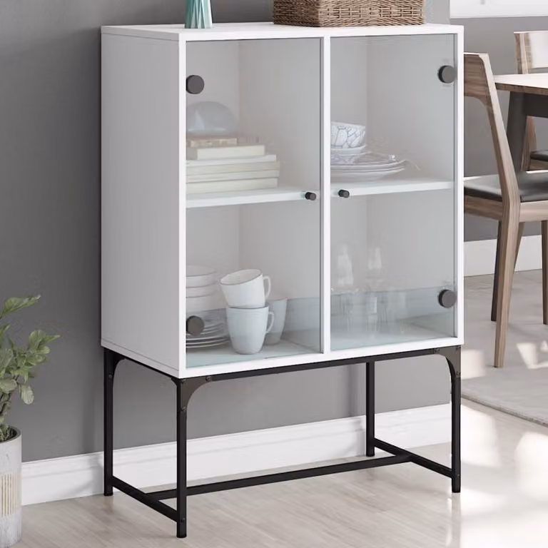 Mobile con ante in vetro bianco vidaXL L: 69 cm, P: 30 cm, H: 100 cm