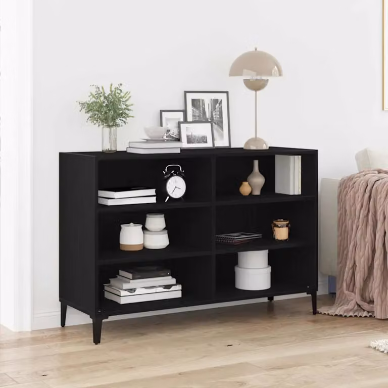 Credenza moderna vidaXL in legno ingegnerizzato nero e beige L: 103,5 cm, P: 35 cm, H: 70 cm