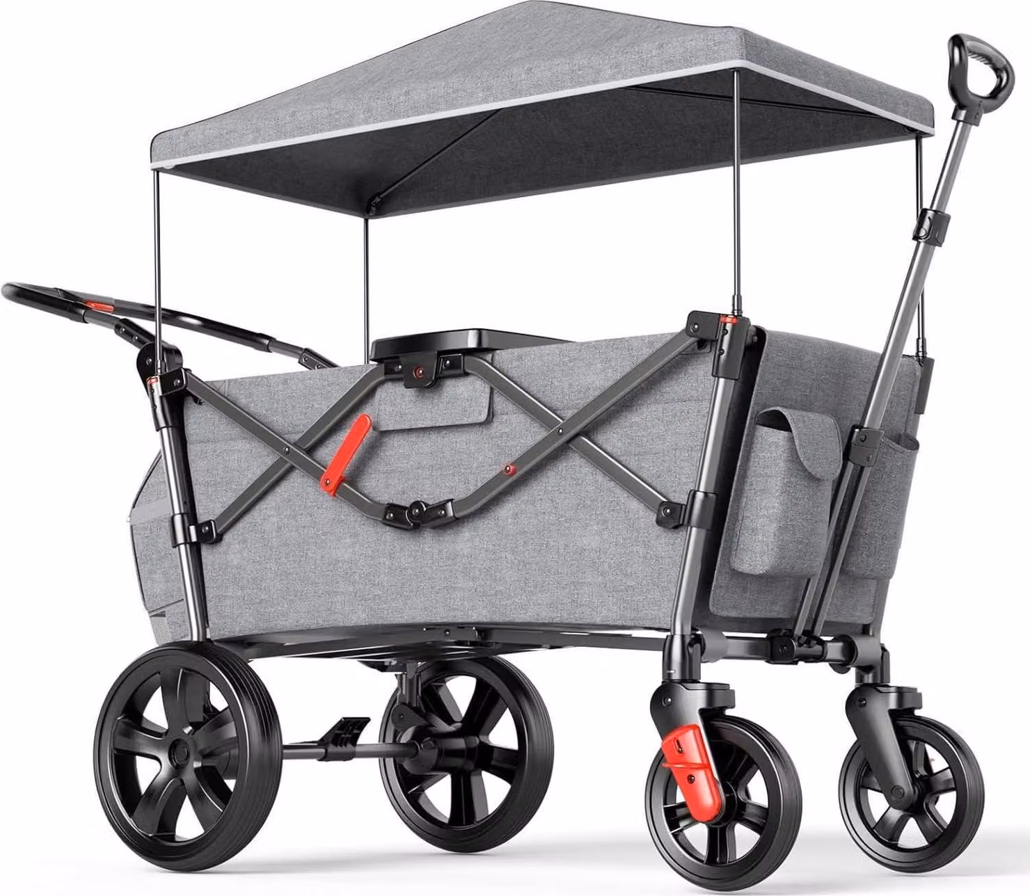 Ever Advanced carretto per 2 bambini pieghevole con tetto e cintura di sicurezza Grigio