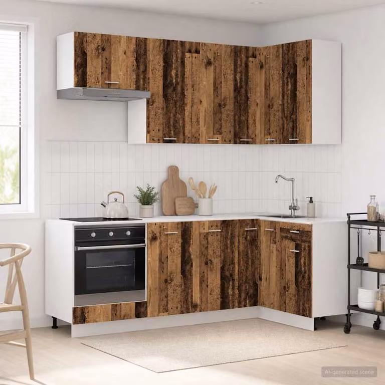 Unità Cucina Moderna vidaXL LYON 8 Pezzi in Legno Antico Marrone