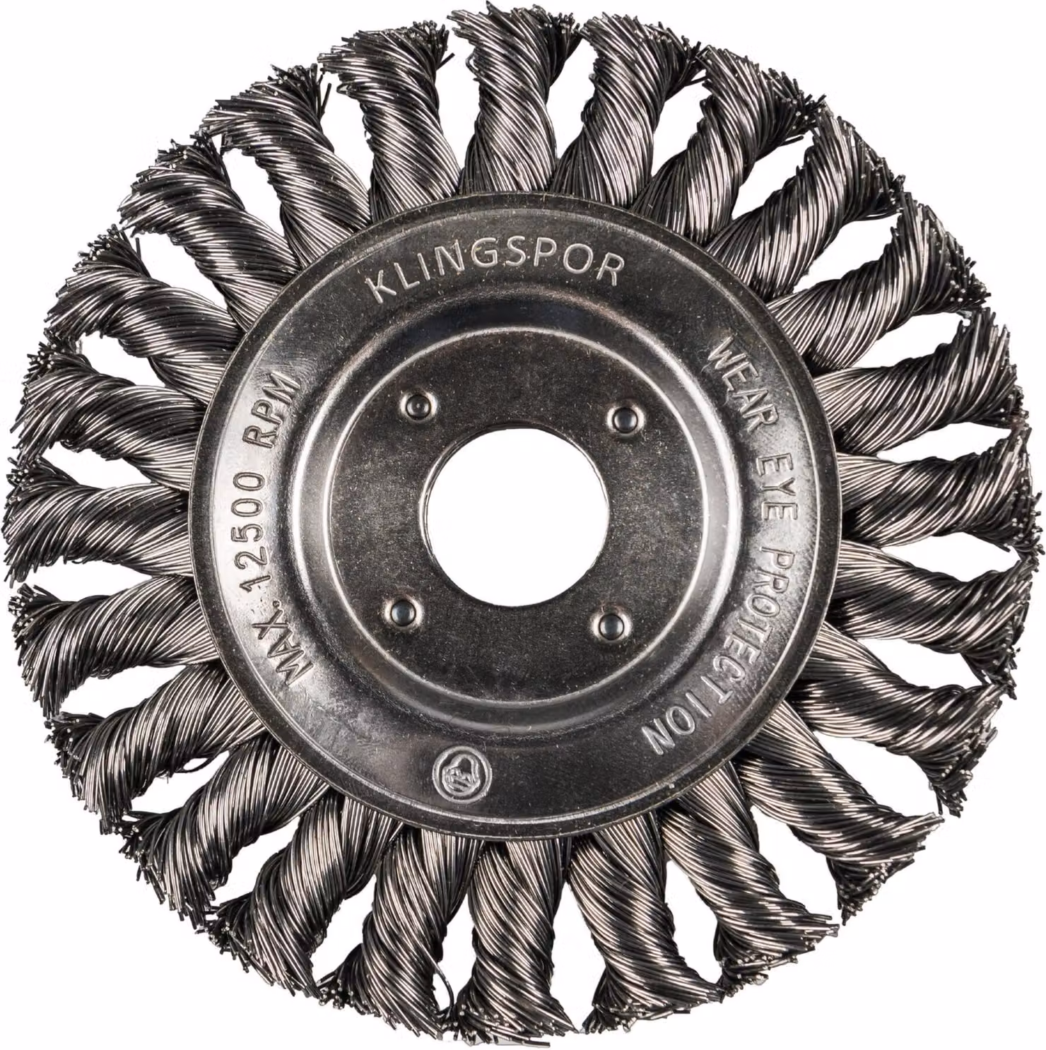 Klingspor BR 600 Z Spazzola rotonda a spirale a fila singola, 115 x 14 mm, filettatura M 14 0,5, acciaio inossidabile