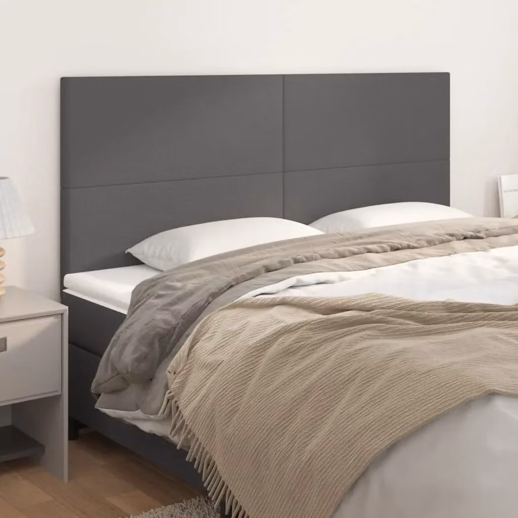 Testata per letto in similpelle grigia con struttura in legno di larice, L: 180 cm, P: 5 cm, H: 118-128 cm – 2