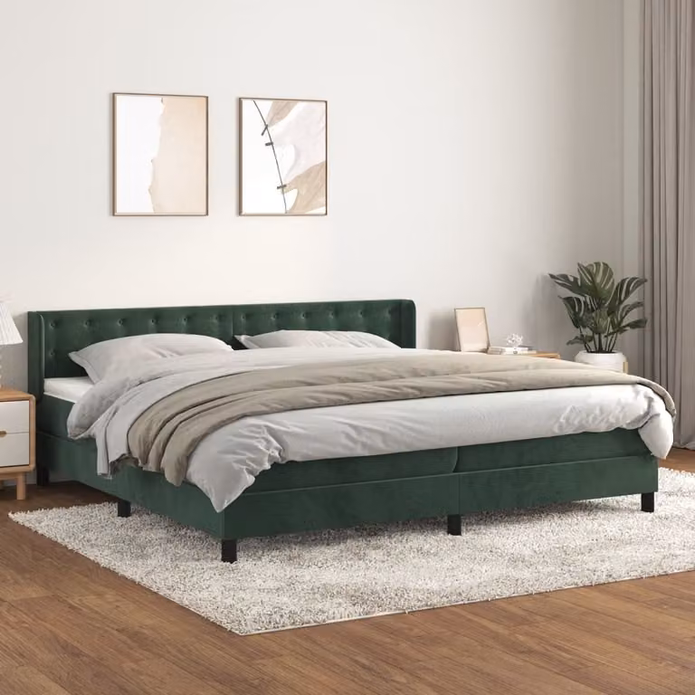 Maison Exclusive - Giroletto a Molle con Materasso Verde Scuro 200x200 cm Velluto