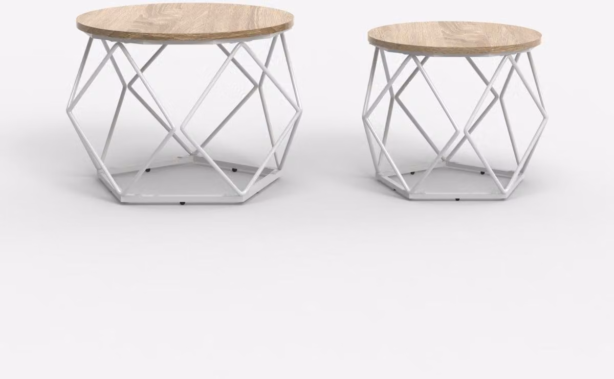 Set di 2 tavolini dal design moderno con base in metallo Aragonite - Bianco