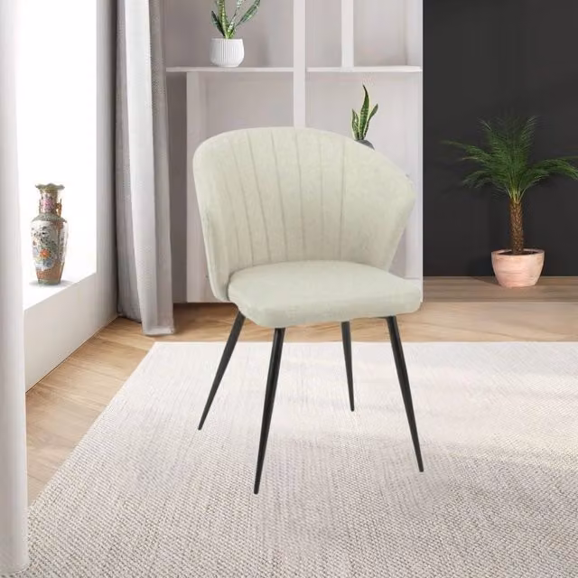 Set 2 sedie tessuto grigio e piedi in metallo nero Krid