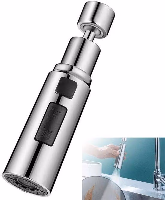 Prolunga per rubinetto da cucina - Rotazione a 360° - 3 modalità - Risparmio idrico - Facile da installare - Per cucina e bagno