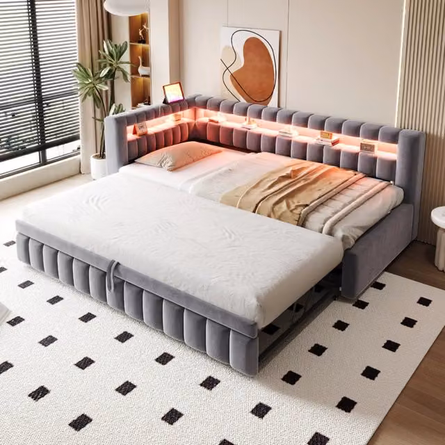 letto imbottito velluto grigio scuro 90 x 200 cm
